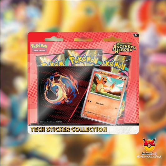 הזמנה מוקדמת! קלפי פוקימון אסנדד הירוז מארז סטיקר 3 חפיסות Pokemon Mega Evolution Ascended Heroes Tech Sticker Collection